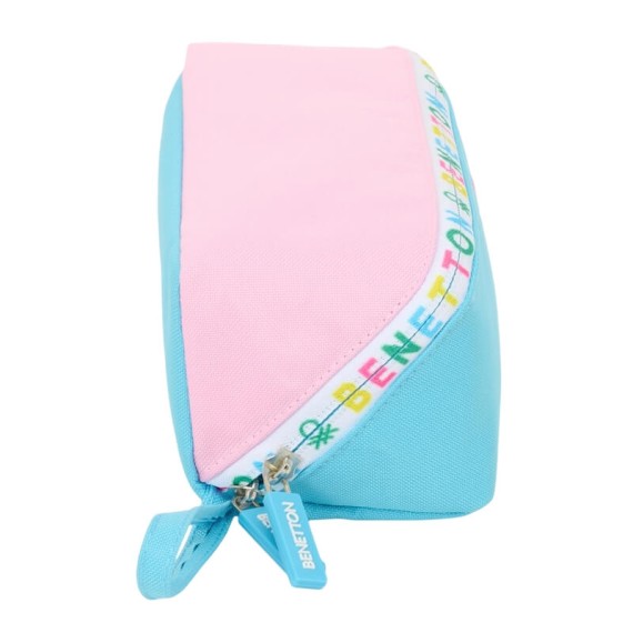 Estojo Escolar Quadrado Grande BENETTON Unique Azul/Rosa | Ref. 248.812552050