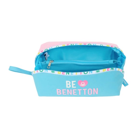 Estojo Escolar Quadrado Grande BENETTON Unique Azul/Rosa | Ref. 248.812552050