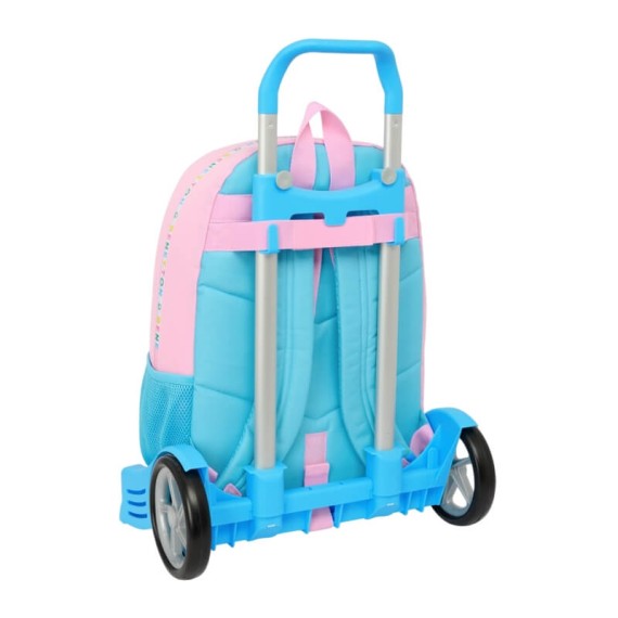 Mochila Escolar 46Cm c/ Carro Evolution BENETTON Unique Azul/Rosa | Ref. 248.612552860