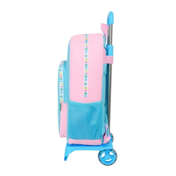 Mochila Escolar c/ Carro 46cm BENETTON Unique Azul/Rosa | Ref. 248.612552160