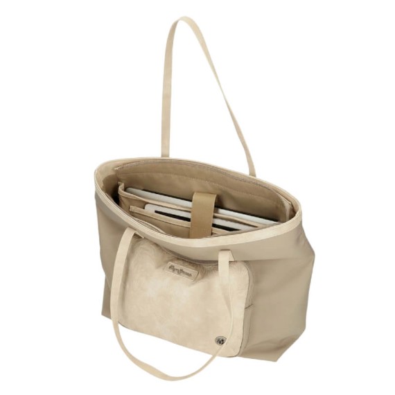 Saco de Ombro para Portátil/Tablet PEPE JEANS Jana Bege | Ref. 186.7147541