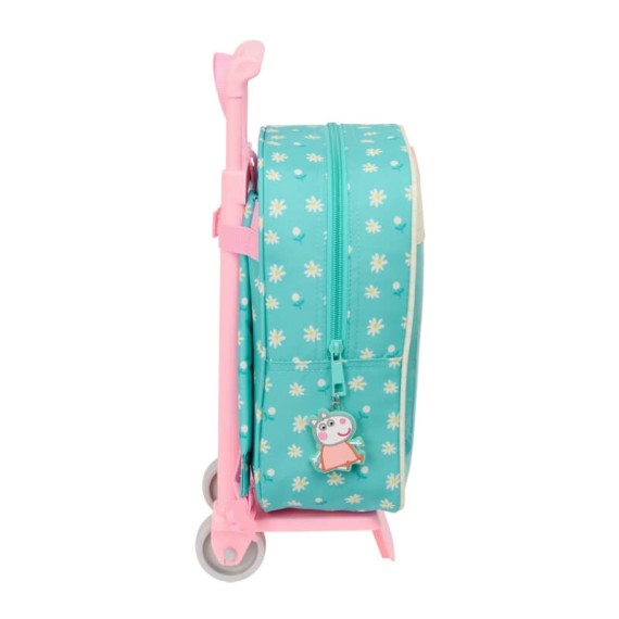 Mochila de Criança 27Cm c/ Carro PEPPA PIG Pretty Flowers Turquesa | Ref. 248.612390280 Mochila de Criança 27Cm c/ Carro PEPPA PIG Pretty Flowers Turquesa | Ref. 248.612390280