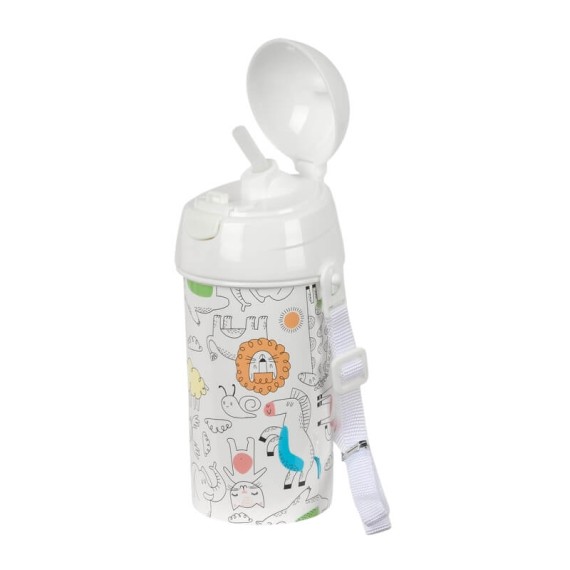 Garrafa 500ml Abertura Aut. c/ Palhinha SAFTA “Zoo" Branca | Ref. 248.342491899 Garrafa 500ml Abertura Aut. c/ Palhinha SAFTA “Zoo" Branca | Ref. 248.342491899