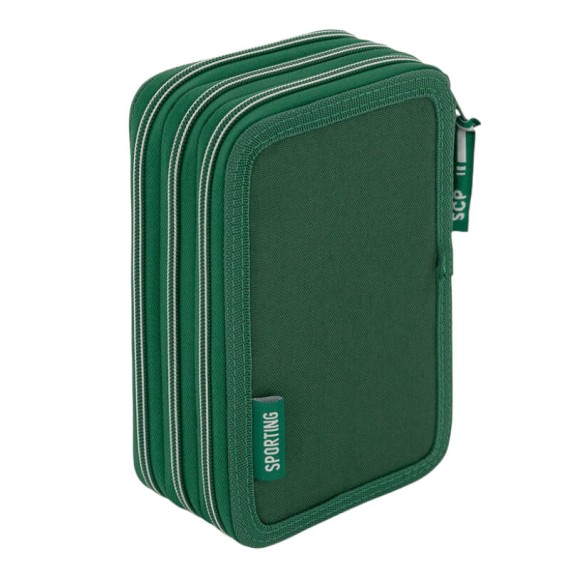 Estojo Escolar Triplo Completo SPORTING 88024 Verde | Ref. 254.SCP88024