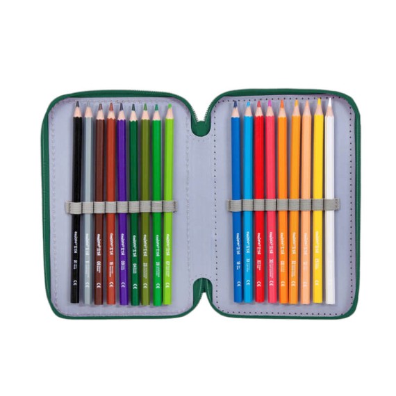 Estojo Escolar Triplo Completo SPORTING 88024 Verde | Ref. 254.SCP88024