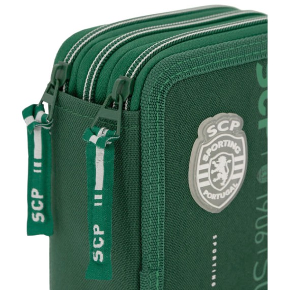 Estojo Escolar Triplo Completo SPORTING 88024 Verde | Ref. 254.SCP88024