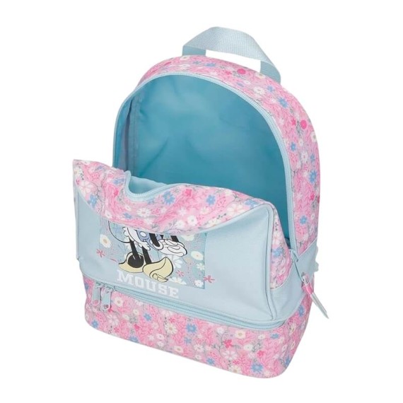 Mochila Pequena 28Cm  c/ Porta Merendas MINNIE Happy Azul Claro | Ref. 186.4922742