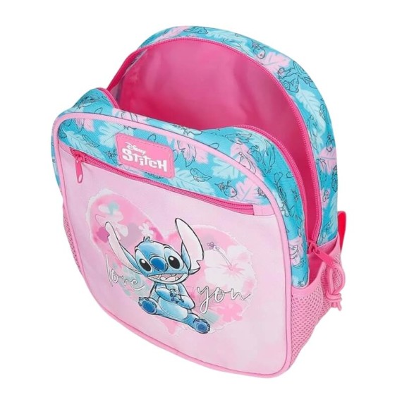 Mochila Pré-Escolar 28Cm STITCH Heart Rosa | Ref. 186.4982142