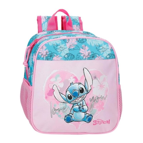 Mochila Pré-Escolar Adap. 25Cm STITCH Heart Rosa | Ref. 186.49820D2