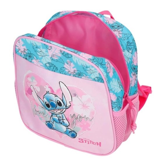 Mochila Pré-Escolar Adap. 25Cm STITCH Heart Rosa | Ref. 186.49820D2