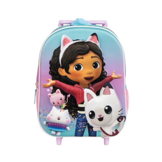 Mochila Infantil 31cm c/ Rodas GABBY’S 3D Rosa/Turquesa | Ref. 299.2100006186 Mochila Infantil 31cm c/ Rodas GABBY’S 3D Rosa/Turquesa | Ref. 299.2100006186