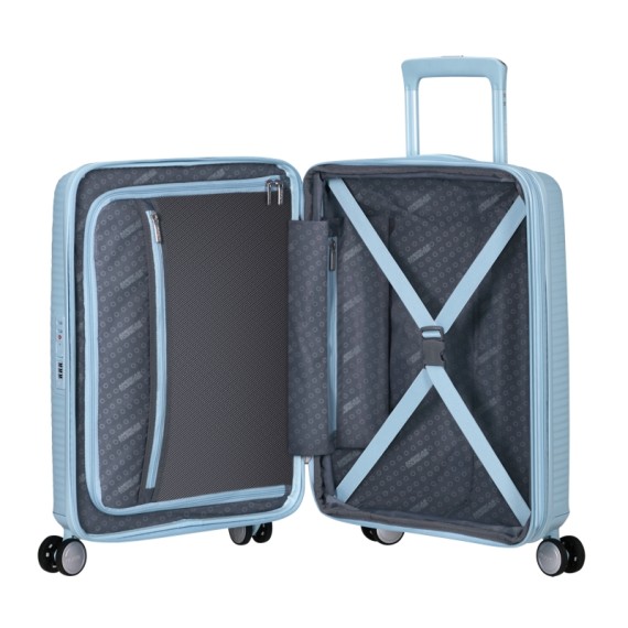AMERICAN TOURISTER Mala de Cabine 55cm 4R Exp. Soundbox Azul Pastel | Ref. 92.88472-8365