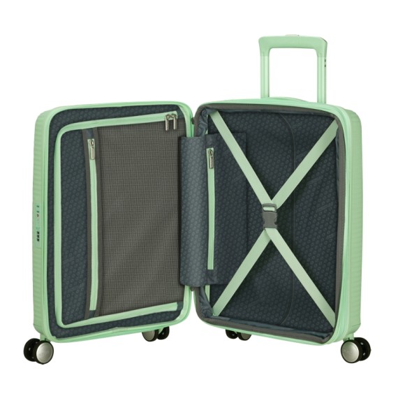 AMERICAN TOURISTER Mala de Cabine 55cm 4R Exp. Soundbox Verde Pastel | Ref. 92.88472-1658 AMERICAN TOURISTER Mala de Cabine 55cm 4R Exp. Soundbox Verde Pastel | Ref. 92.88472-1658