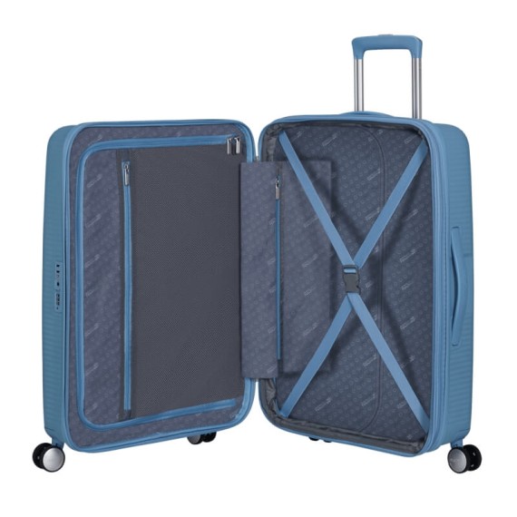 AMERICAN TOURISTER Mala Média 67cm 4R Exp. Soundbox Azul Mar | Ref. 92.88473-A255