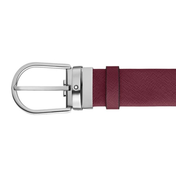 Cinto de Couro Saffiano MONTBLANC Fivela Ferradura 35mm Cassis | Ref. 238.199630 Cinto de Couro Saffiano MONTBLANC Fivela Ferradura 35mm Cassis | Ref. 238.199630