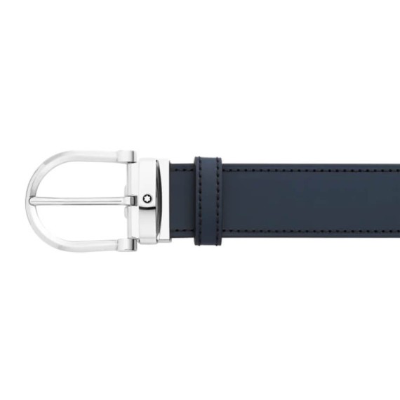 Cinto MONTBLANC Fivela Ferradura Reversível 35mm Preto/Azul | Ref. 238.128784