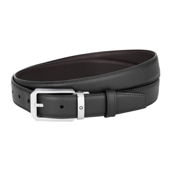 Cinto MONTBLANC Fivela Trapézio Reversível 30mm Preto/Castanho | Ref. 238.128759