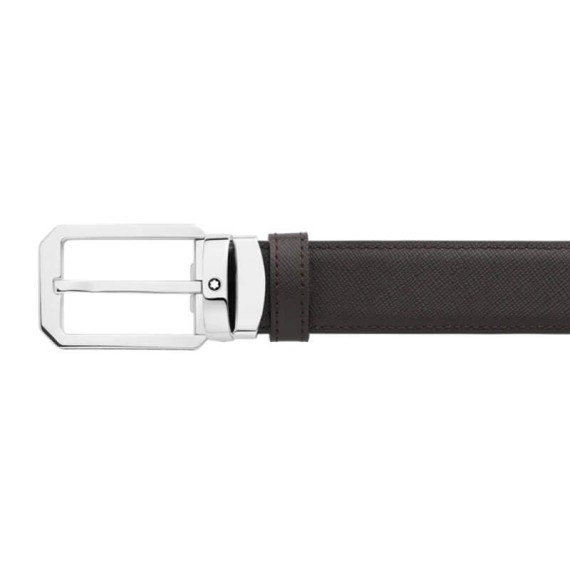 Cinto MONTBLANC Fivela Trapézio Reversível 30mm Preto/Castanho | Ref. 238.128759