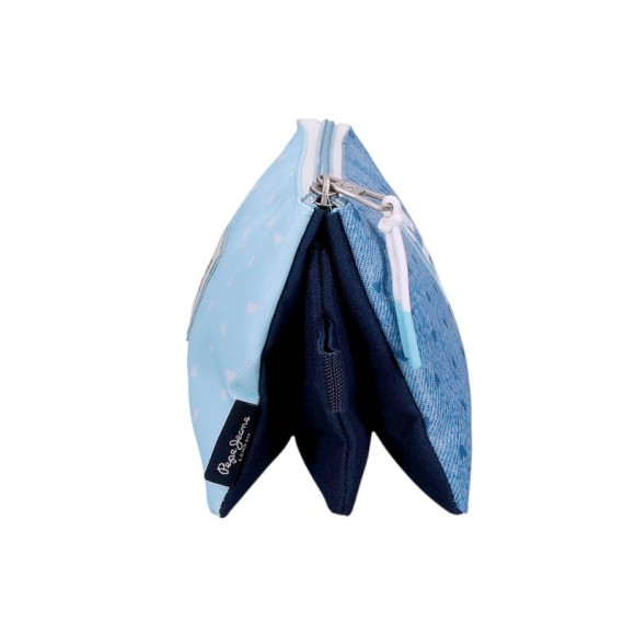 Estojo Escolar Triplo PEPE JEANS Noni Denim Azul Claro | Ref. 186.6824322