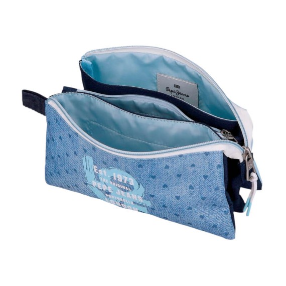Estojo Escolar Triplo PEPE JEANS Noni Denim Azul Claro | Ref. 186.6824322