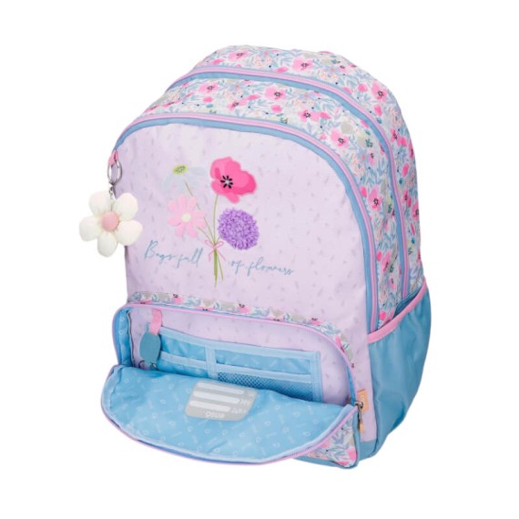 Mochila Escolar 44cm 2C ENSO Full of Flowers Lilás | Ref. 186.9772721