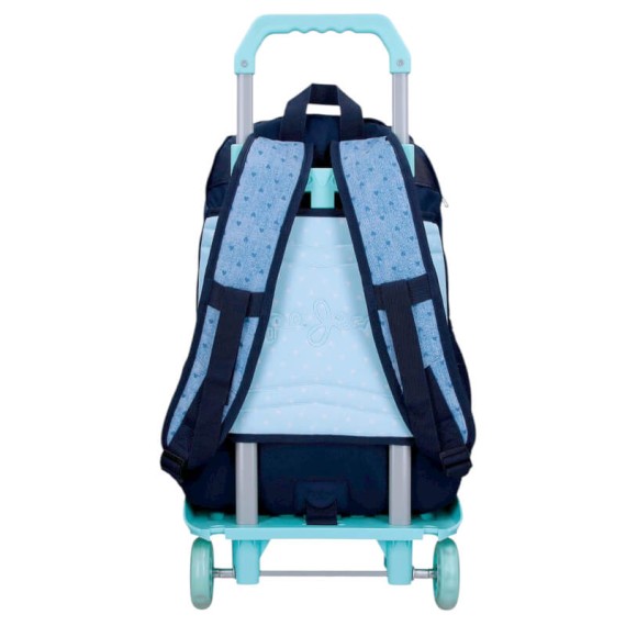 Mochila Escolar 46cm 2C c/ Carro PEPE JEANS Noni Denim Azul Claro | Ref. 186.68225T2