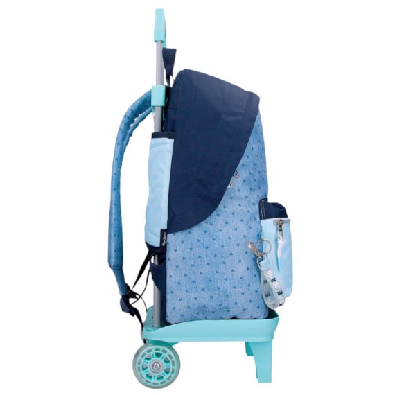 Mochila Escolar 42cm c/ Carro PEPE JEANS Noni Denim Azul Claro | Ref. 186.68223T2