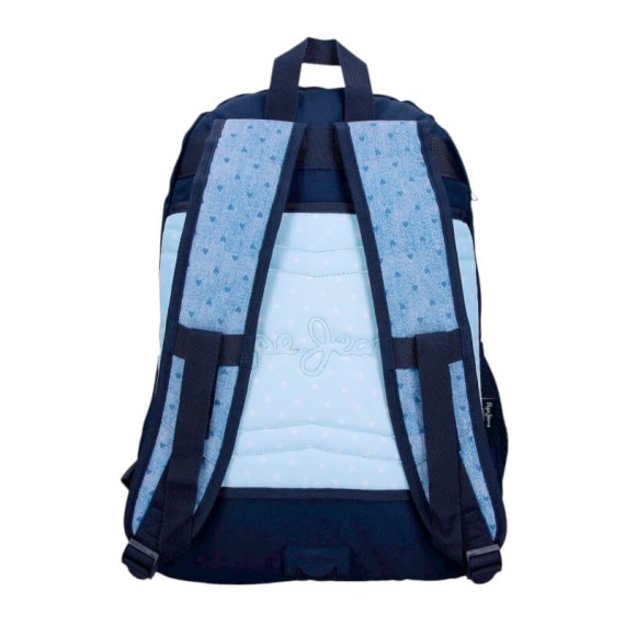 Mochila Escolar Adap. 44cm 2C PEPE JEANS Noni Denim Azul Claro | Ref. 186.68225D2