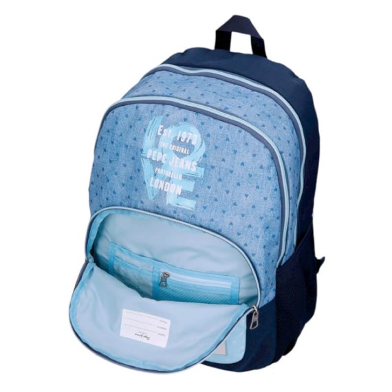 Mochila Escolar Adap. 44cm 2C PEPE JEANS Noni Denim Azul Claro | Ref. 186.68225D2