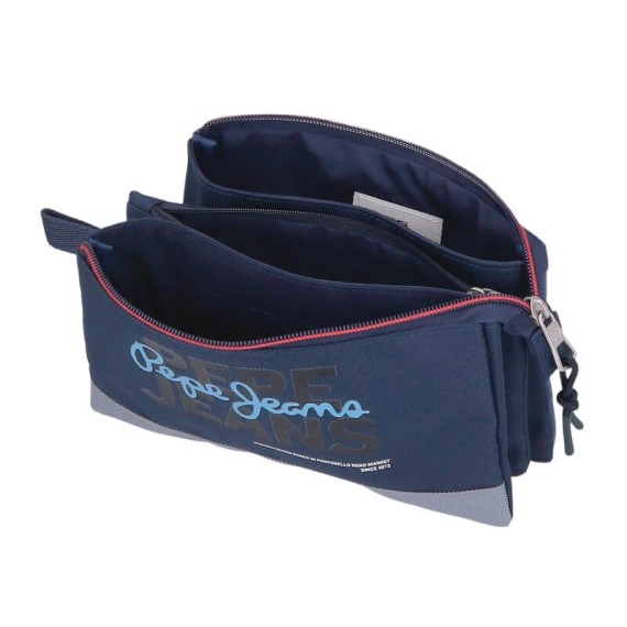 Estojo Escolar Triplo PEPE JEANS Seldon Azul Marinho | Ref. 186.6964321