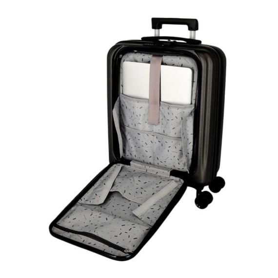 Mala de Cabine c/ Bolso Frontal 55cm 4R MOVOM Dayton Preta | Ref. 186.5351221