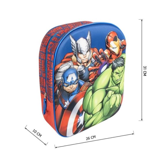 Mochila Infantil 31cm AVENGERS 3D 2100005348 Vermelho/Azul | Ref. 299.2100005348