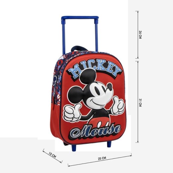 Mochila Infantil Trolley 31cm MICKEY 3D Vermelha | Ref. 299.2100006180