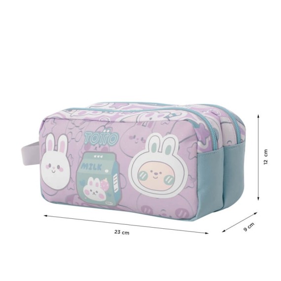 Estojo Escolar Infantil Duplo Kawi TOTTO 4QX Lilás | Ref. 330.AJ52KAW001104QXL