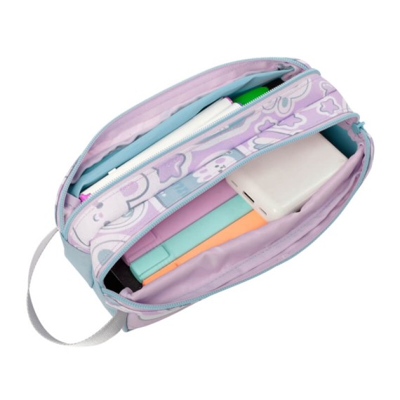 Estojo Escolar Infantil Duplo Kawi TOTTO 4QX Lilás | Ref. 330.AJ52KAW001104QXL