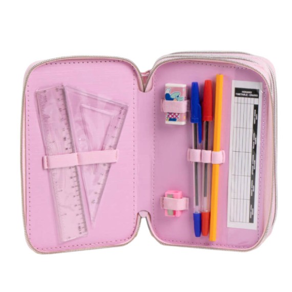 Estojo Escolar Triplo c/ Acessórios MINNIE 2700001653 Rosa | Ref. 299.2700001653