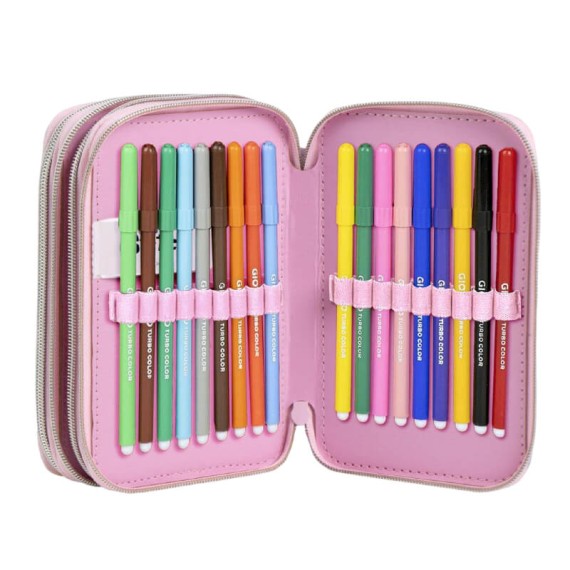 Estojo Escolar Triplo c/ Acessórios STITCH 2700001652 Lilás | Ref. 299.2700001652