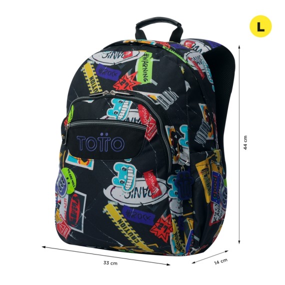 Mochila Escolar Acuareles TOTTO 8C5 Preta | Ref. 330.MA04ECO02116N8C5