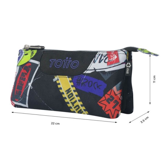 Estojo Escolar Triplo Tablero TOTTO 8C5 Preto | Ref. 330.AC52ECO01216Z8C5