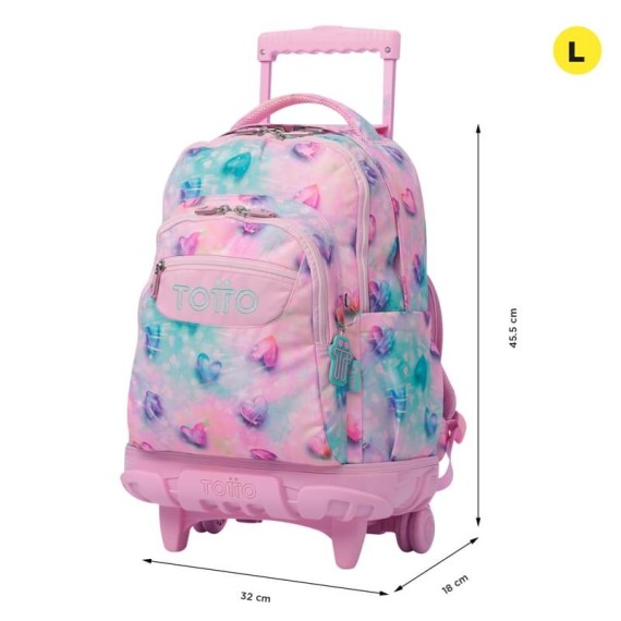 Mochila Escolar Compacta c/ Rodas Renglones TOTTO 1KB Rosa | Ref. 330.MA03ECO00611P1KB
