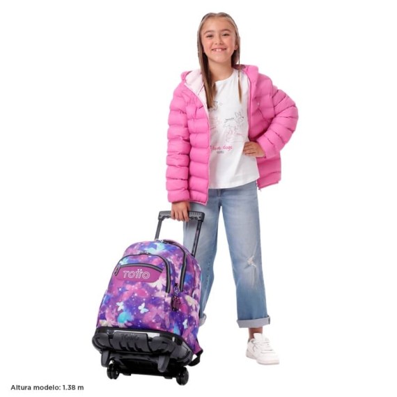 Mochila Escolar Compacta c/ Rodas Renglones TOTTO 5Q6 Roxo | Ref. 330.MA03ECO00611P5Q6