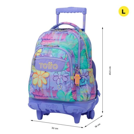Mochila Escolar Compacta c/ Rodas Renglones TOTTO 5Q8 Lilás | Ref. 330.MA03ECO00616P5Q8