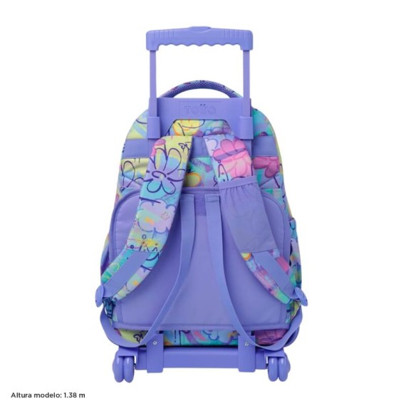 Mochila Escolar Compacta c/ Rodas Renglones TOTTO 5Q8 Lilás | Ref. 330.MA03ECO00616P5Q8