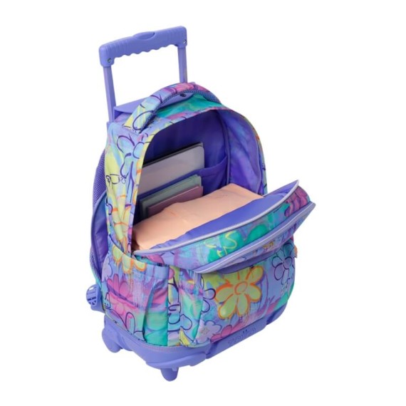 Mochila Escolar Compacta c/ Rodas Renglones TOTTO 5Q8 Lilás | Ref. 330.MA03ECO00616P5Q8