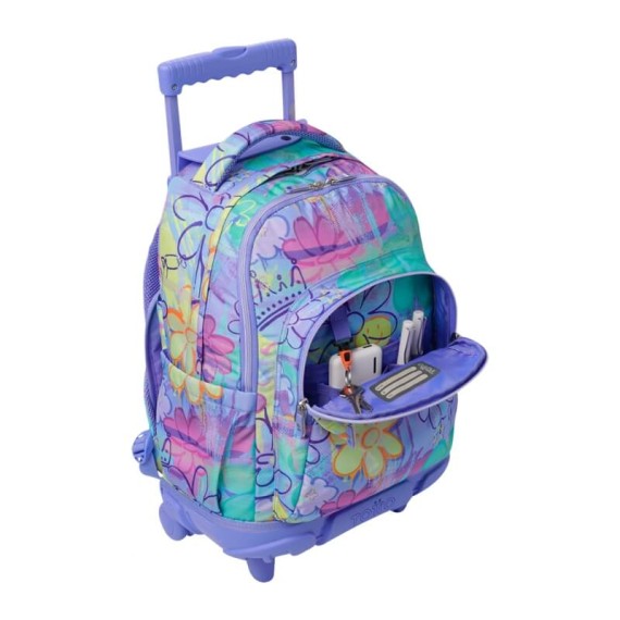 Mochila Escolar Compacta c/ Rodas Renglones TOTTO 5Q8 Lilás | Ref. 330.MA03ECO00616P5Q8