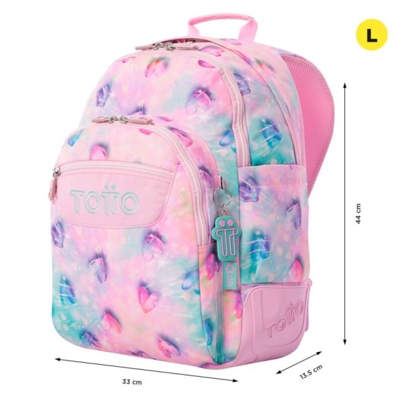 Mochila Escolar Rayol Glitter TOTTO 1KB Rosa | Ref. 330.MA04ECO00211N1KB