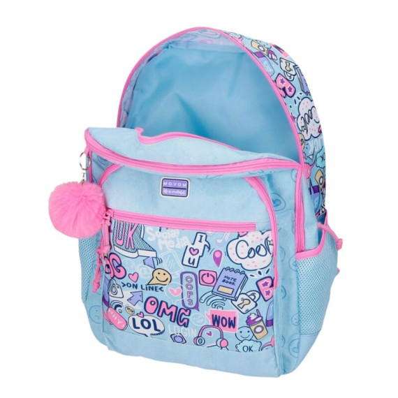 Mochila Escolar Adap 44cm 2C MOVOM Power Girl Azul | Ref. 186.30726D1