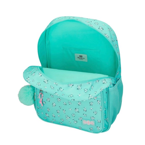 Mochila Escolar Adap. 39cm c/ Carro PEPE JEANS Nora Turquesa | Ref. 186.60422V2 Mochila Escolar Adap. 39cm c/ Carro PEPE JEANS Nora Turquesa | Ref. 186.60422V2