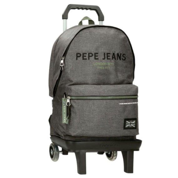 Mochila Escolar Adap. 44cm 2C c/ Carro PEPE JEANS Edmon Cinza | Ref. 186.69124T2