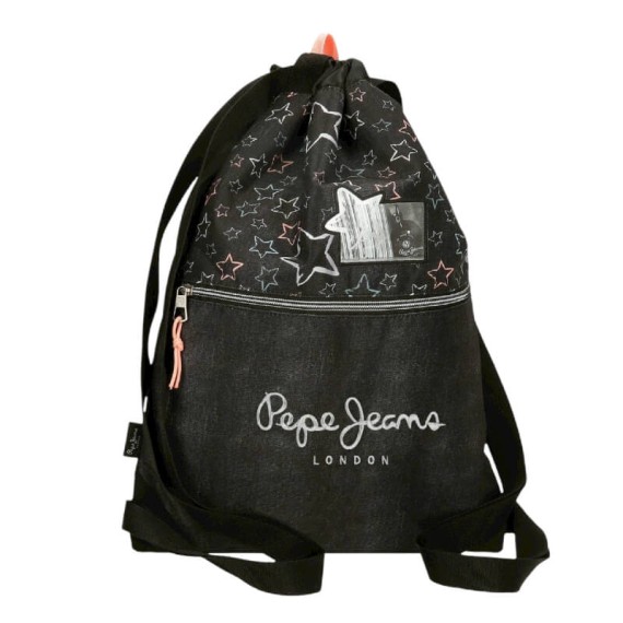 Mochila Saco c/ Bolso Frontal PEPE JEANS Cintia Preta | Ref. 186.6013841